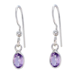 Micaela Purple Dangle Earrings with Gemstone Charm