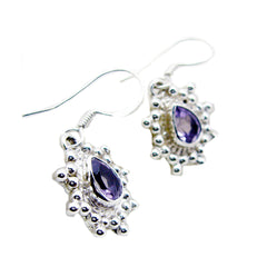 Camilla Purple Dangle Earrings with Silver Detailing