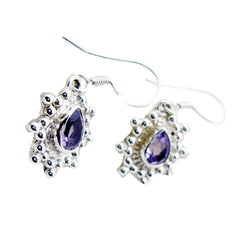 Camilla Purple Dangle Earrings with Silver Detailing