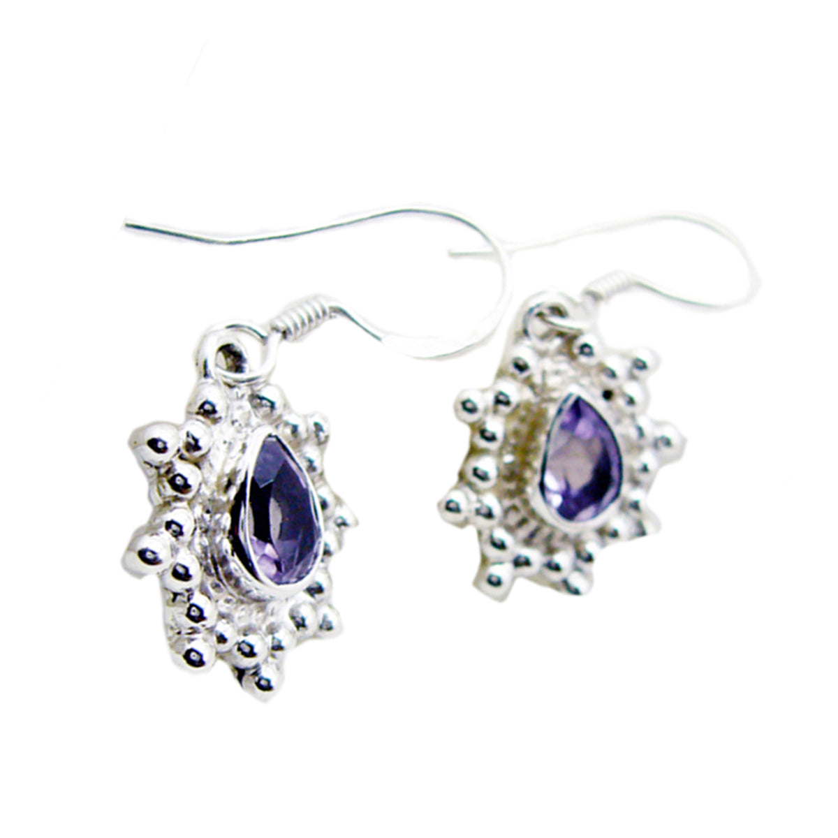 Camilla Purple Dangle Earrings with Silver Detailing Amethyst Purple Dangle