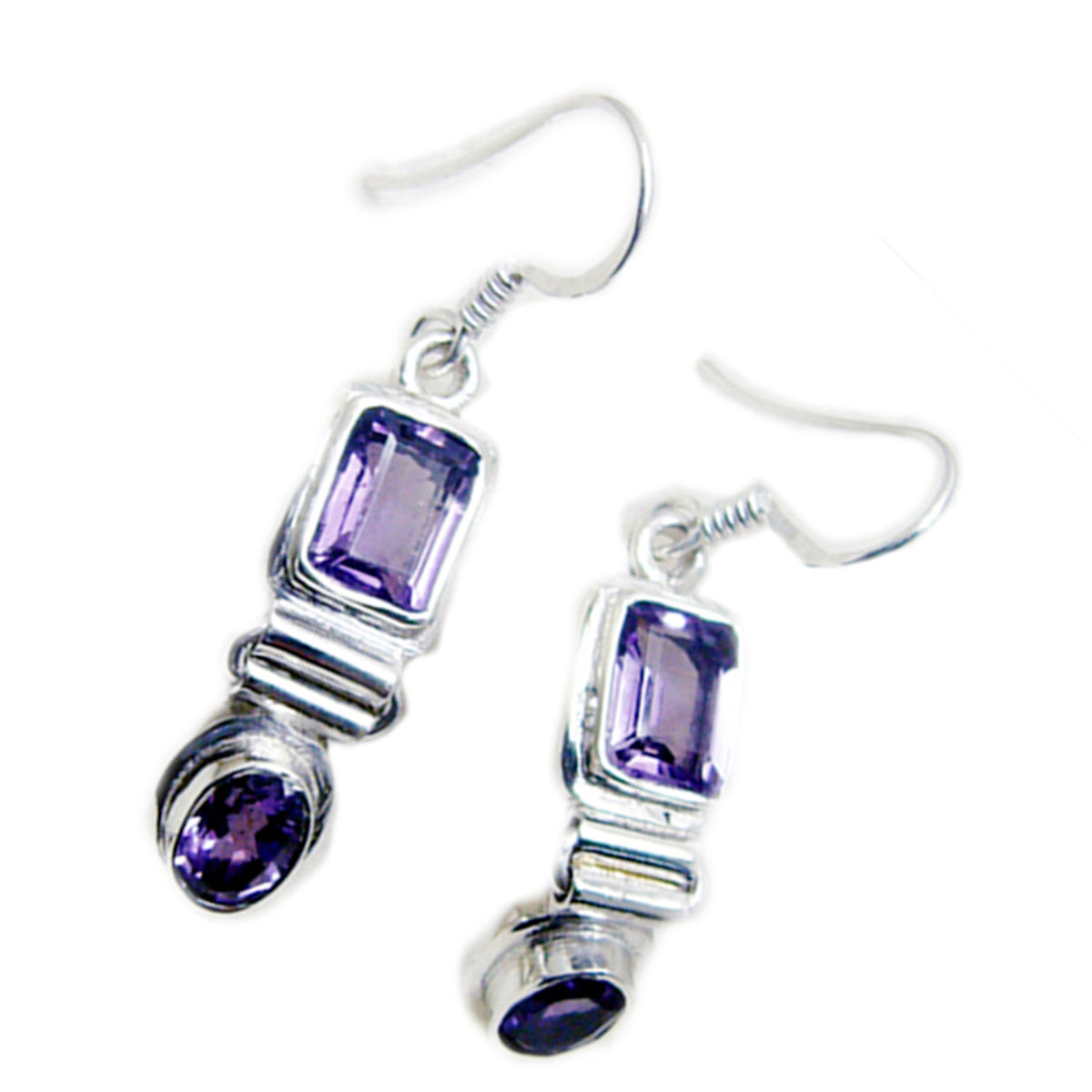 Violet Purple Earrings for Parties - Elegant Gemstone Design Amethyst Purple Dangle