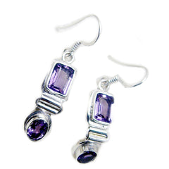 Violet Purple Earrings for Parties - Elegant Gemstone Design Amethyst Purple Dangle
