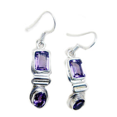 Violet Purple Earrings for Parties - Elegant Gemstone Design