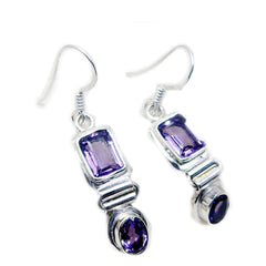 Violet Purple Earrings for Parties - Elegant Gemstone Design