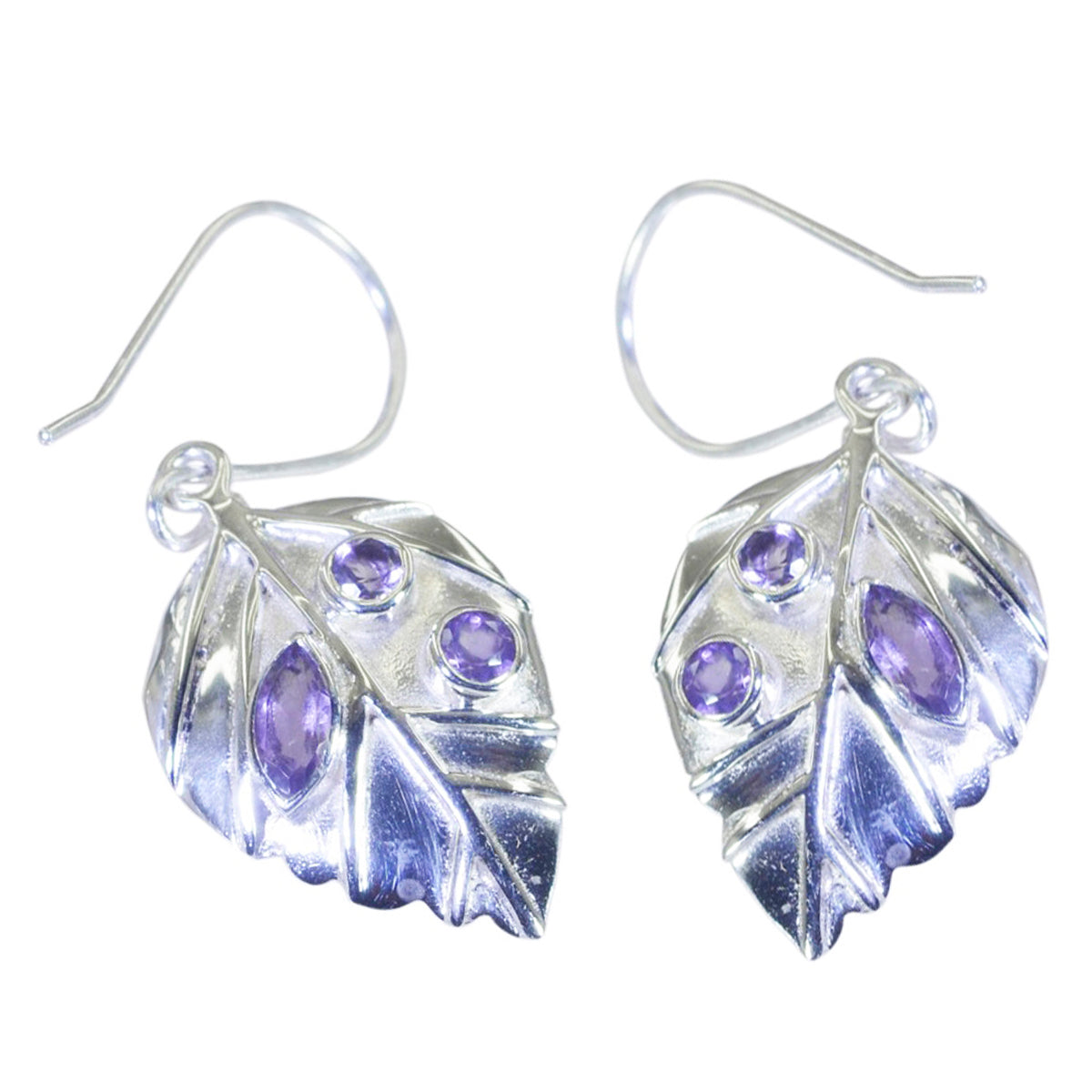 Elena Purple Feather Earrings for Stylish Jewelry Lovers Amethyst Purple Dangle