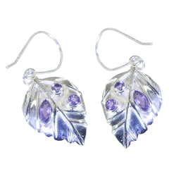 Elena Purple Feather Earrings for Stylish Jewelry Lovers Amethyst Purple Dangle