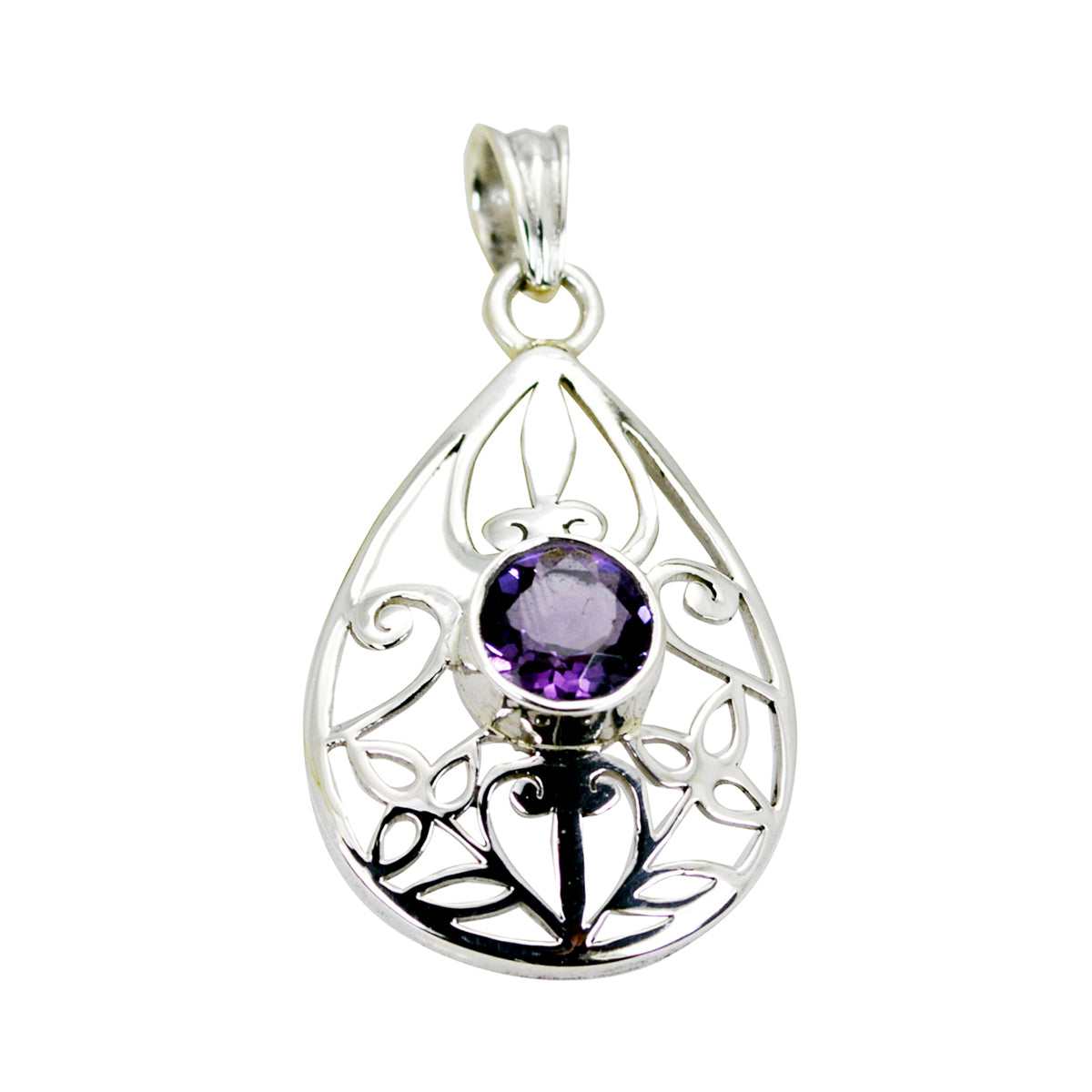 Autumn Purple Filigree Pendant in Elegant Design Amethyst Purple Purple