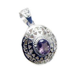 Nella Purple Filigree Statement Pendant in Silver