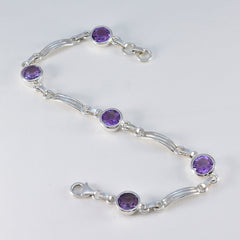 Yasmine Purple Gemstone Bracelet with Silver Accents