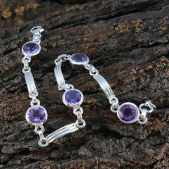 Yasmine Purple Gemstone Bracelet with Silver Accents
