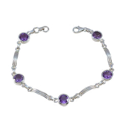 Yasmine Purple Gemstone Bracelet with Silver Accents Amethyst Purple