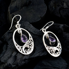 Emma Purple Gemstone Dangle Earrings for Everyday Glam