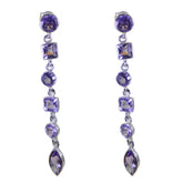Hana Purple Gemstone Dangle Earrings for Glam Looks Amethyst Purple Dangle