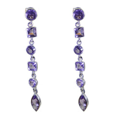 Hana Purple Gemstone Dangle Earrings for Glam Looks Amethyst Purple Dangle