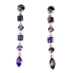 Hana Purple Gemstone Dangle Earrings for Glam Looks