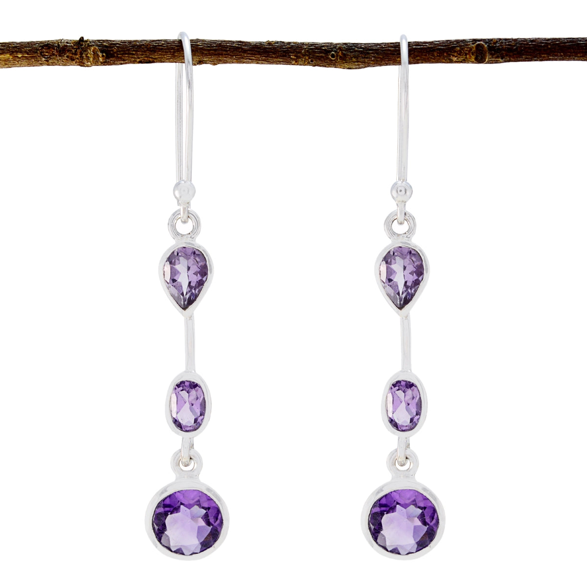 Hazel Purple Gemstone Dangle Earrings for Glam Looks Amethyst Purple Dangle
