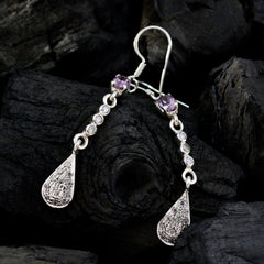 Bianca Purple Gemstone Dangle Earrings for Glam Look