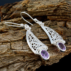Katharina Purple Gemstone Dangle Earrings in Silver