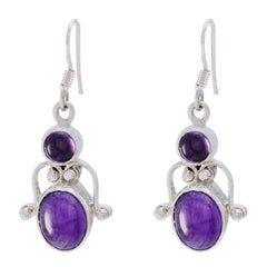 Jia Purple Gemstone Dangle Earrings for Stylish Looks Amethyst Purple Dangle