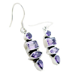 Emily Purple Gemstone Dangle Earrings for Everyday Glam