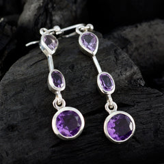 Hazel Purple Gemstone Dangle Earrings for Glam Looks
