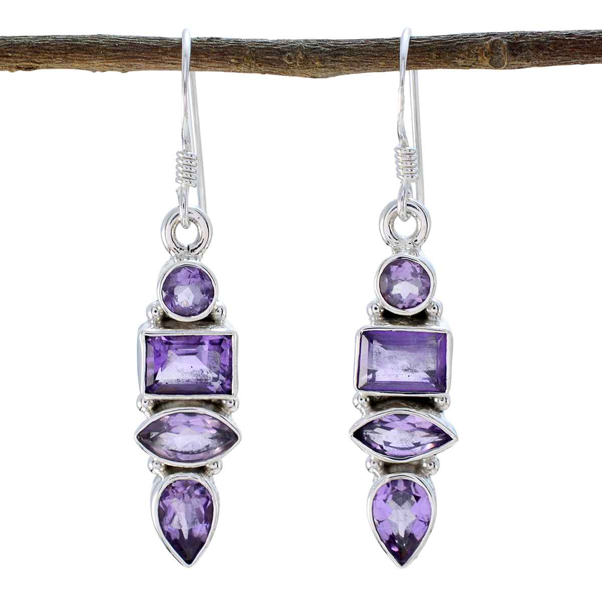 Emily Purple Gemstone Dangle Earrings for Everyday Glam Amethyst Purple Dangle