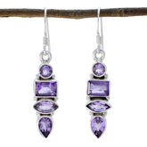 Emily Purple Gemstone Dangle Earrings for Everyday Glam Amethyst Purple Dangle