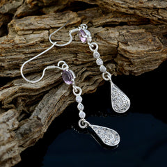 Bianca Purple Gemstone Dangle Earrings for Glam Look