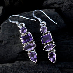 Emily Purple Gemstone Dangle Earrings for Everyday Glam