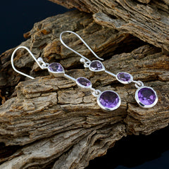 Hazel Purple Gemstone Dangle Earrings for Glam Looks