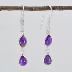 Ha-eun Purple Gemstone Drop Earrings for Everyday Glam
