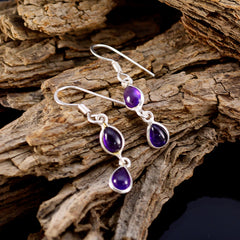 Ha-eun Purple Gemstone Drop Earrings for Everyday Glam