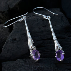 Maya Purple Gemstone Earrings in Elegant Silver Design