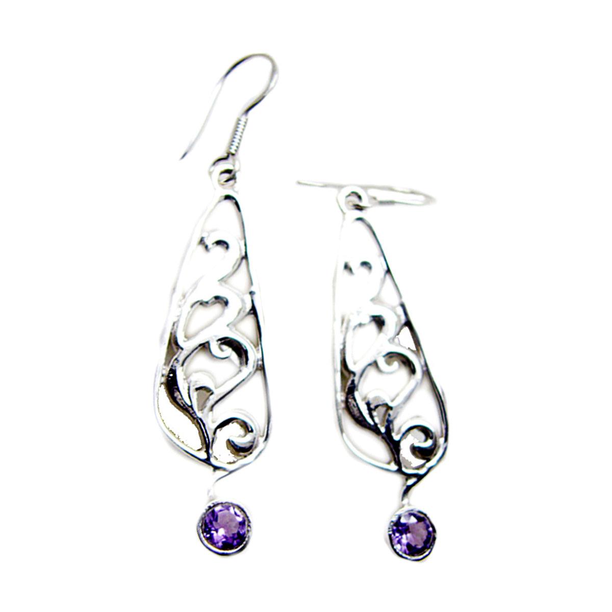 Genesis Purple Gemstone Earrings with Elegant Design Amethyst Purple Dangle