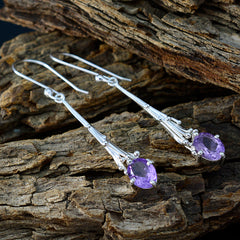 Maya Purple Gemstone Earrings in Elegant Silver Design