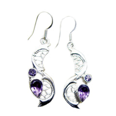 Yuna Purple Gemstone Earrings for Elegant Style Amethyst Purple Dangle