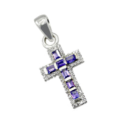 Ivy Purple Gemstone Pendant - Elegant Cross Design