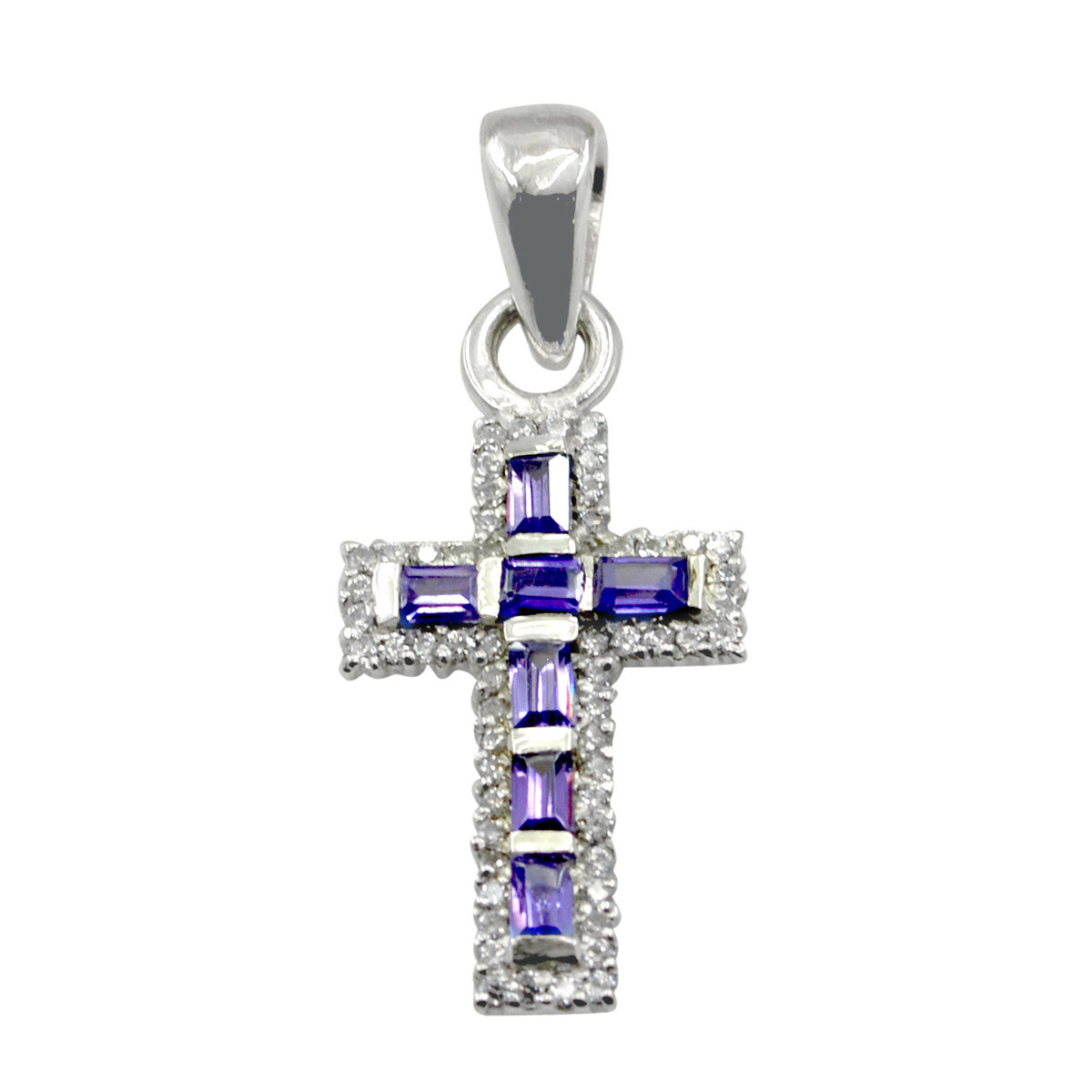Ivy Purple Gemstone Pendant - Elegant Cross Design Amethyst Purple Purple