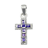 Ivy Purple Gemstone Pendant - Elegant Cross Design Amethyst Purple Purple