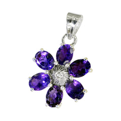 Isabelle Purple Gemstone Pendant - Stunning Flower Design