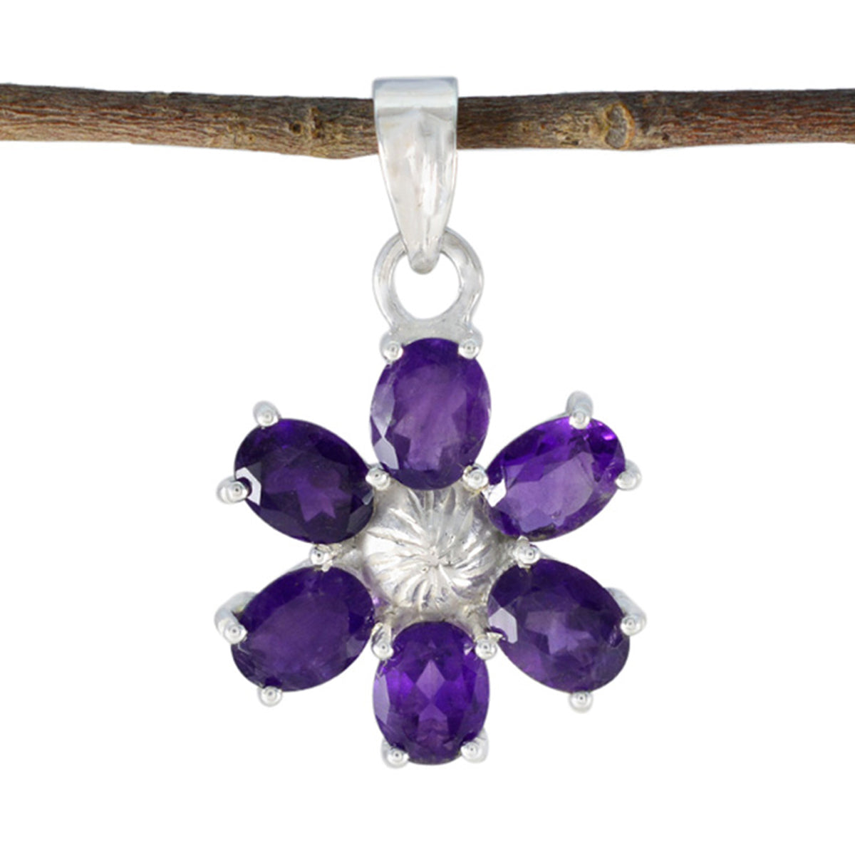 Isabelle Purple Gemstone Pendant - Stunning Flower Design Amethyst Purple Purple