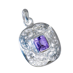 Camila Purple Gemstone Pendant with Silver Design