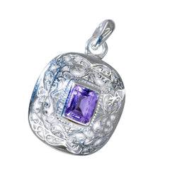 Camila Purple Gemstone Pendant with Silver Design
