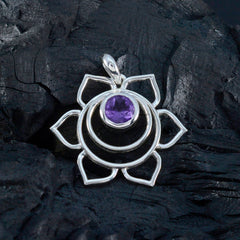 Grace Purple Gemstone Pendant - Elegant Floral Design