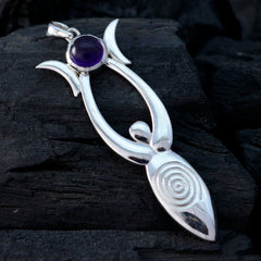 Claire Purple Gemstone Pendant - Elegant Silver Design
