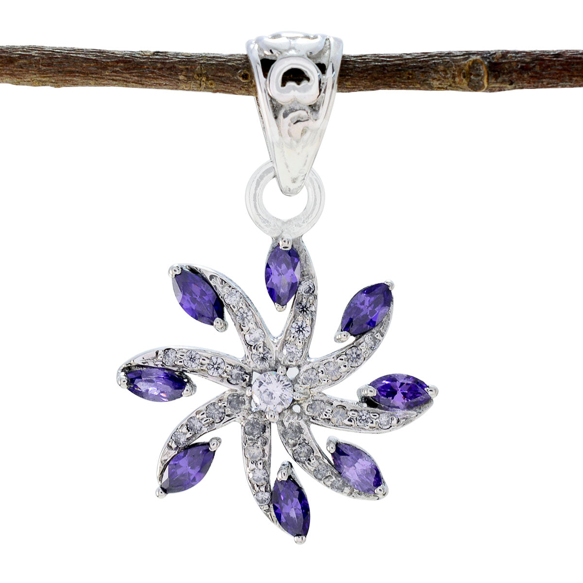 Emma Purple Gemstone Pendant with Unique Design Amethyst Purple Purple