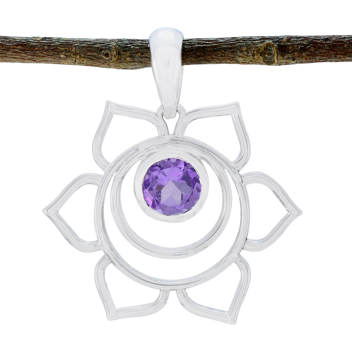 Grace Purple Gemstone Pendant - Elegant Floral Design Amethyst Purple Purple