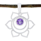 Grace Purple Gemstone Pendant - Elegant Floral Design Amethyst Purple Purple