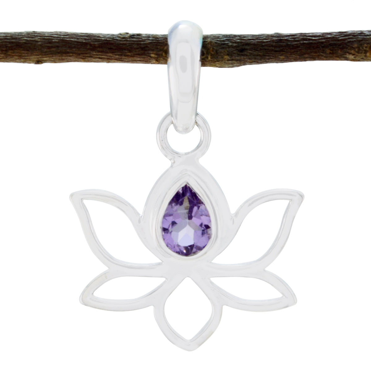 Eun-ji Purple Gemstone Pendant - Elegant Lotus Design Amethyst Purple Purple
