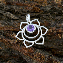 Grace Purple Gemstone Pendant - Elegant Floral Design